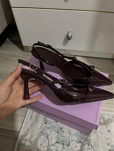 38 Beden bordo Renk Nişantaşı bordo topuklu ayakkabı