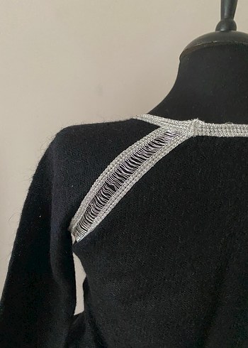 Zara Siyah Gri Kenarlı Örgü Kadın Triko