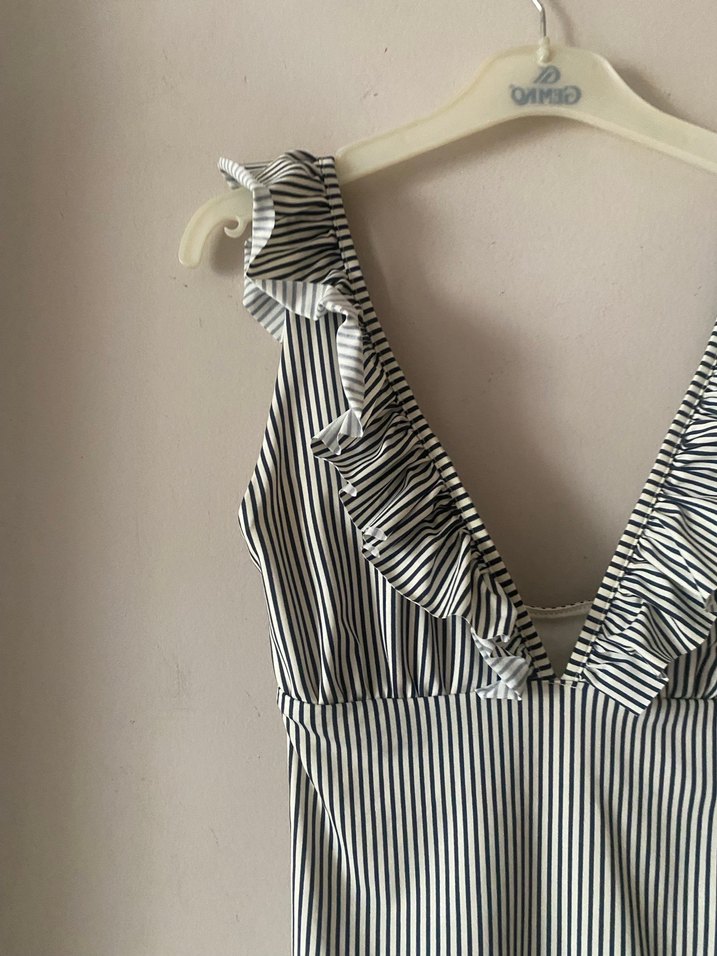 Zebra Desenli Fırfırlı Strappy Mayo - Görsel 2