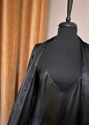 Uzun Siyah Gotik Kadın gecelik Sabahlık - Görsel 5