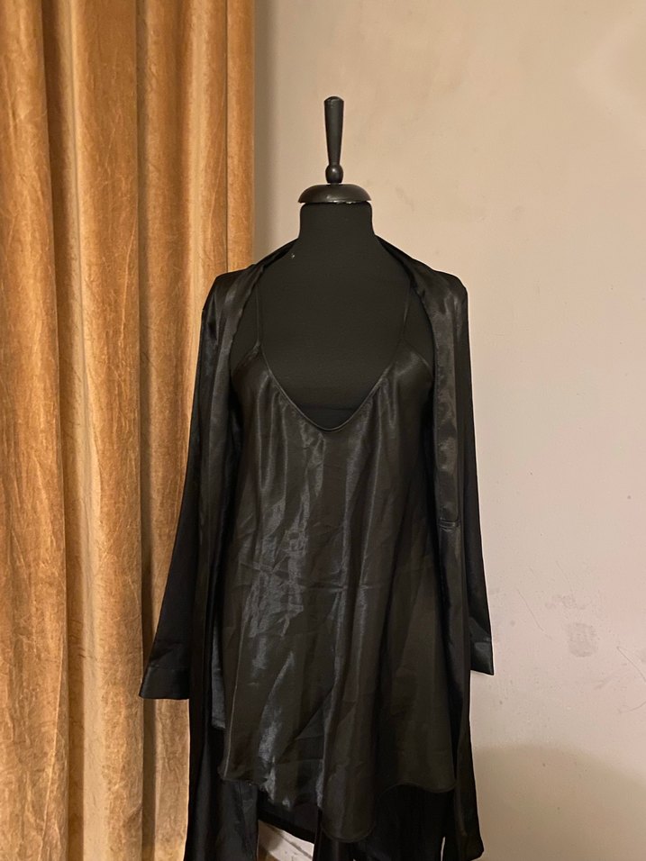 Uzun Siyah Gotik Kadın gecelik Sabahlık - Görsel 4