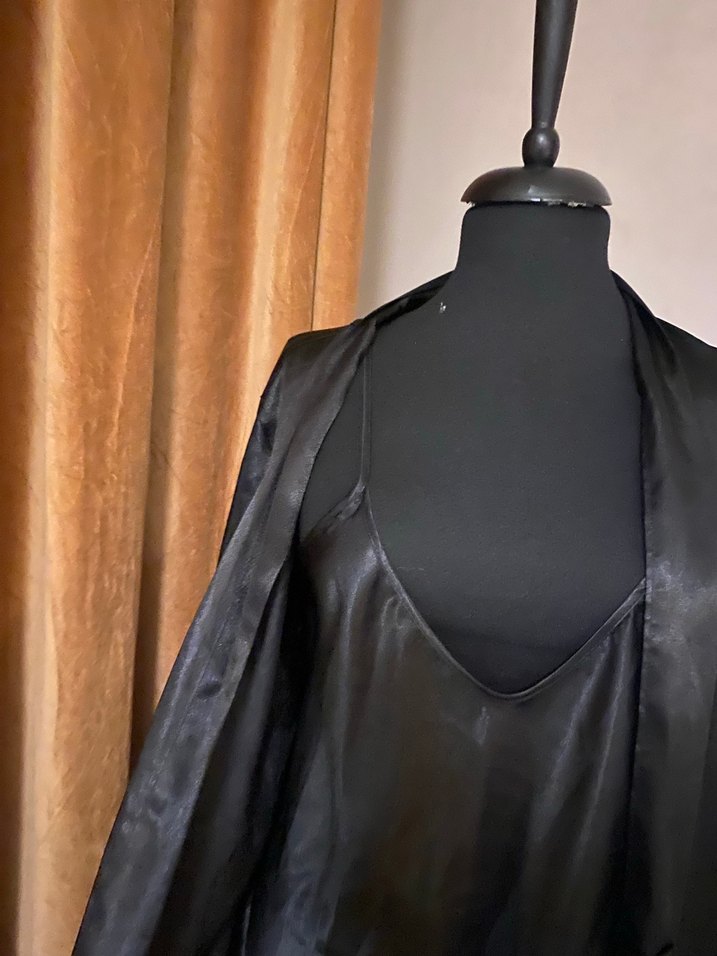 Uzun Siyah Gotik Kadın gecelik Sabahlık - Görsel 5