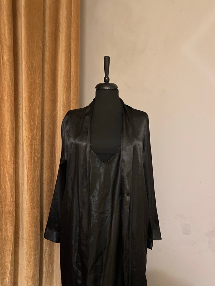 Uzun Siyah Gotik Kadın gecelik Sabahlık - Görsel 2