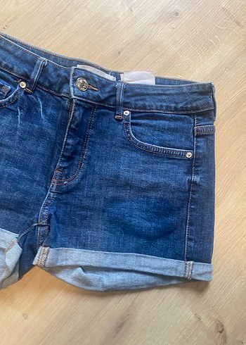 Lacivert Bol Kesim Mini Denim Şort - Görsel 3