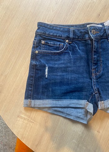 Lacivert Bol Kesim Mini Denim Şort - Görsel 2