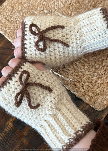 Bordo Fiyonk Detaylı Örgü Kadın Eldiveni - Görsel 2