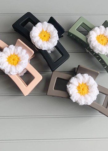 Sarı Örgü Ayçiçeği Toka Seti - Görsel 3