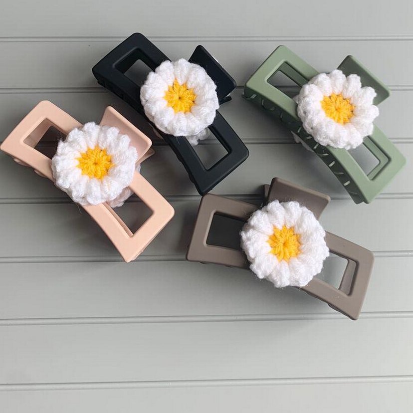 Sarı Örgü Ayçiçeği Toka Seti - Görsel 3