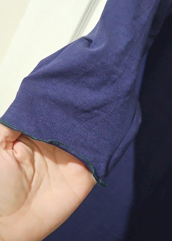 Lacivert Baskılı Uzun Kollu Hamile Gecelik - Görsel 3