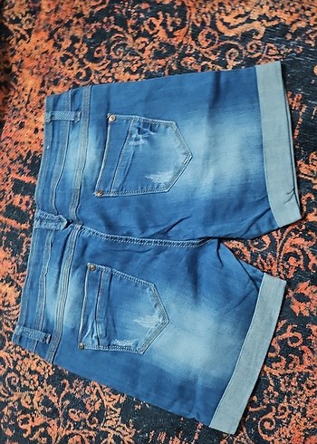 Rahat Kesim Mini Mavi Denim kadin  Şort - Görsel 3