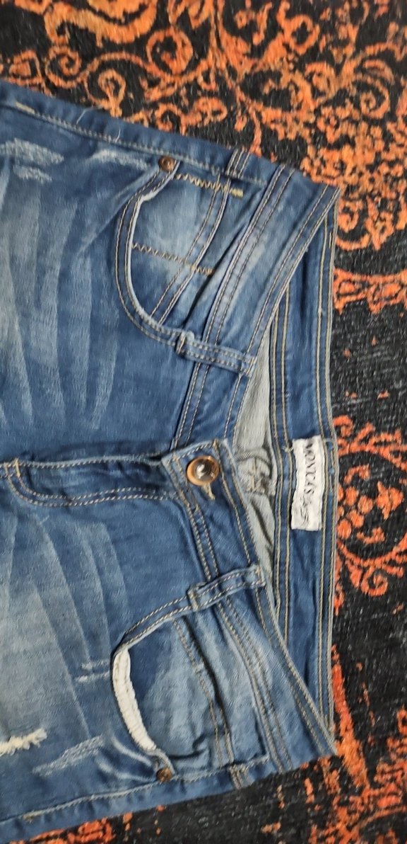 Rahat Kesim Mini Mavi Denim kadin  Şort - Görsel 2