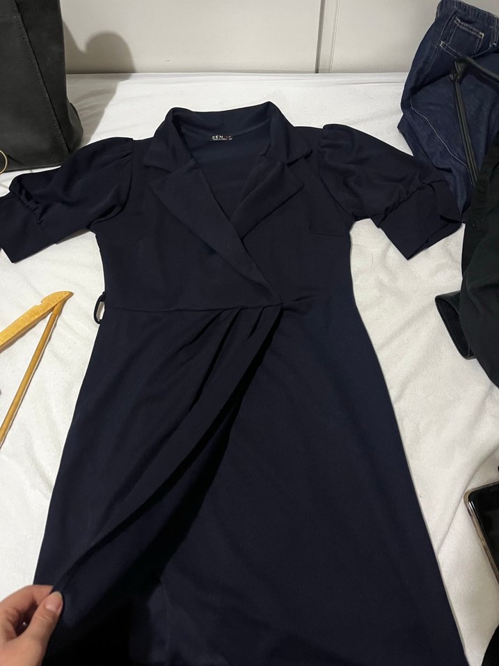 Lacivert Midi Kadın Ceket Elbise - Görsel 2