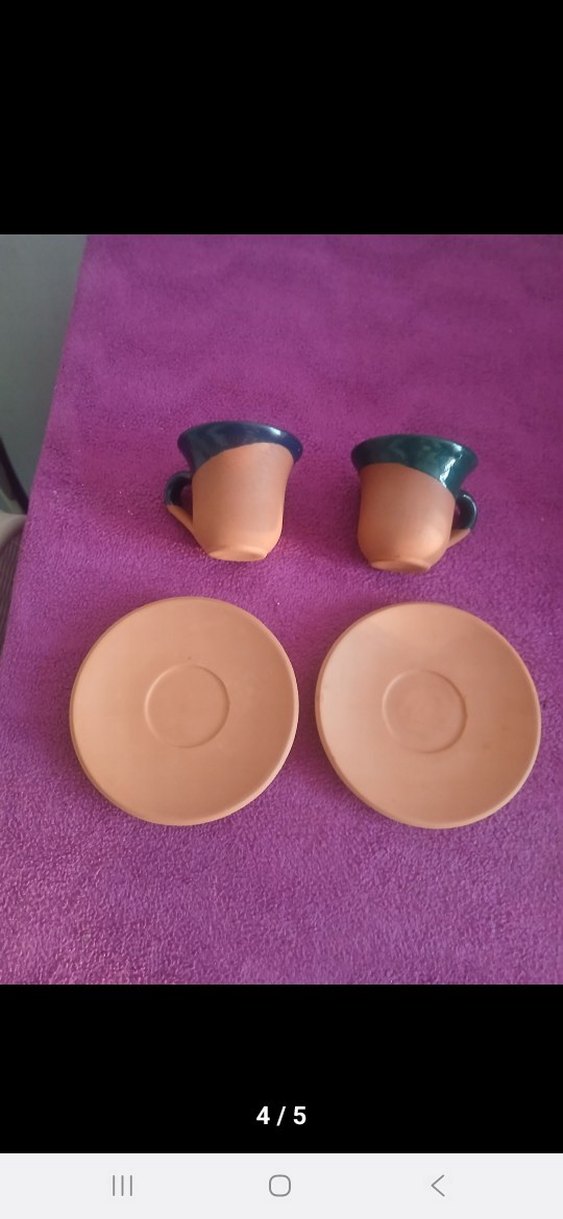 Renkli Kulplu Seramik Fincan ve Tabak Seti - Görsel 4