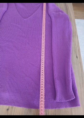 Mor Yüksek Yakalı Uzun Kollu Triko Kazak - Görsel 4