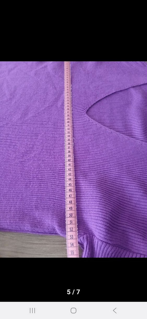 Mor Yüksek Yakalı Uzun Kollu Triko Kazak - Görsel 5