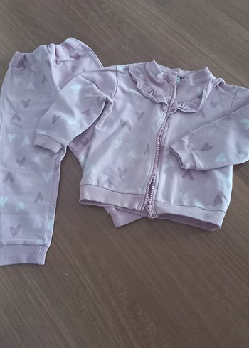 pembe Bebek Kız Uzun Kollu Fermuarlı Takım