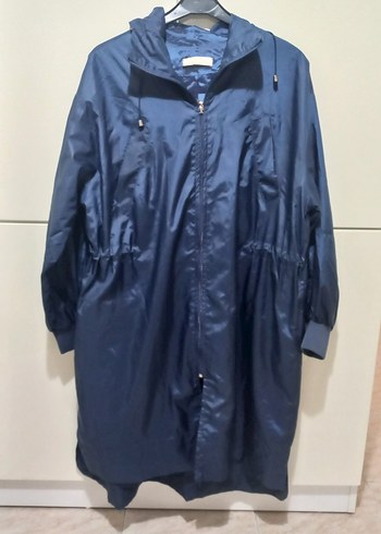 Parlak Mavi Midi Kadın Yağmurluk - Görsel 2