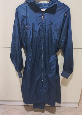 Parlak Mavi Midi Kadın Yağmurluk - Görsel 9
