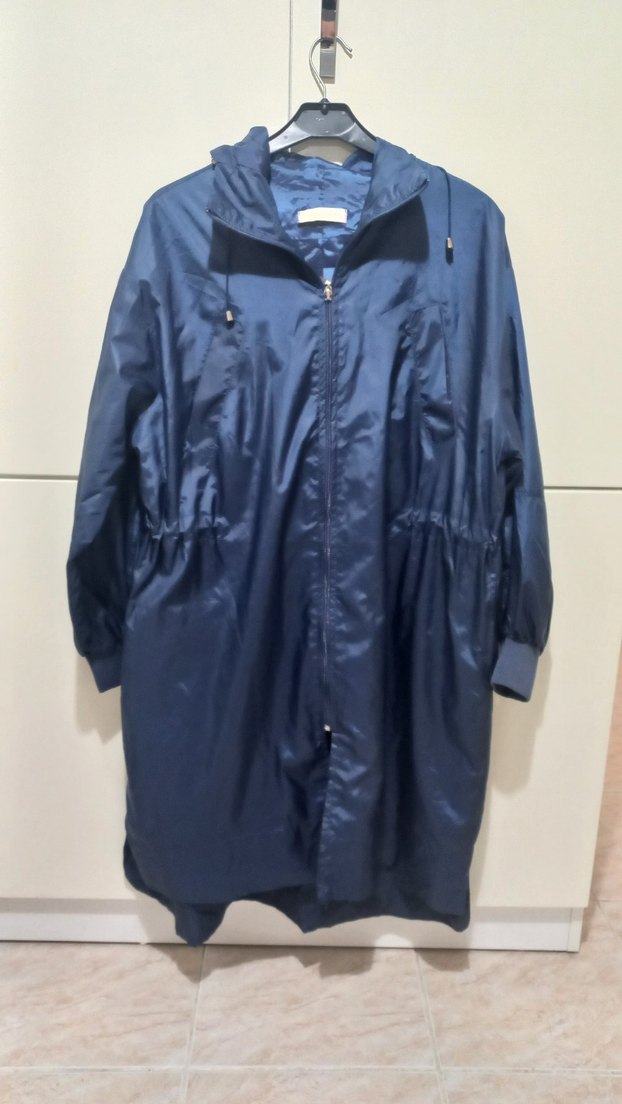 Parlak Mavi Midi Kadın Yağmurluk - Görsel 2