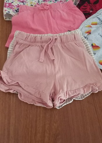 Kızlar için Çok Renkli Pamuklu Şort Seti - Görsel 5