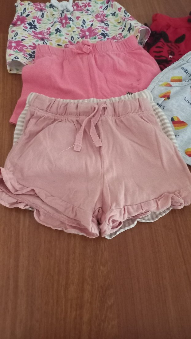 Kızlar için Çok Renkli Pamuklu Şort Seti - Görsel 5