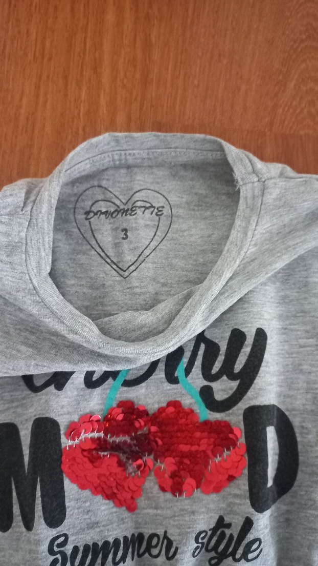 Kız Çocuk Gri Pamuklu Kısa Kollu Elbise - Görsel 2