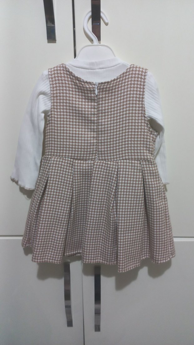 Kahverengi Fiyonklu Kız Çocuk Elbisesi - Görsel 3