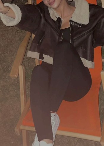 Zara Kayışlı Kahverengi Deri Biker Ceket