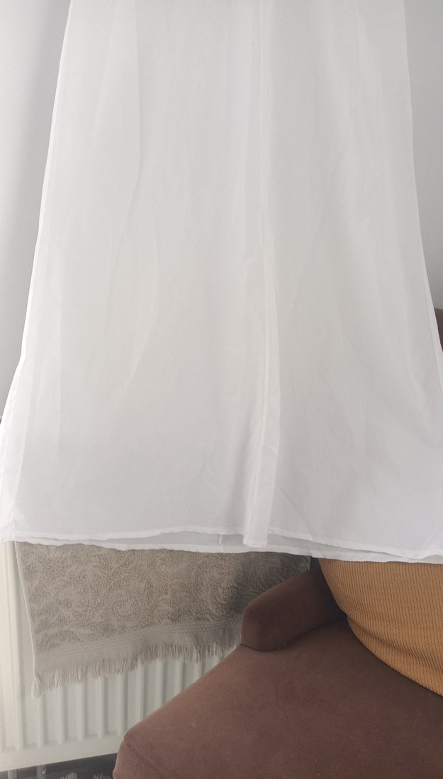 Nakışlı V Yakalı Uzun Beyaz Kadın gecelik sabahlık - Görsel 2