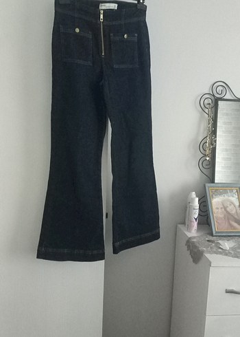 l Beden Kadın Lacivert Normal Boy Kot Pantolon