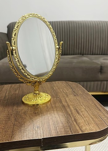 Altın Renkli Parlak Masaüstü Oval Ayna - Görsel 2