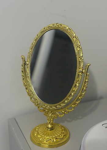 Altın Renkli Parlak Masaüstü Oval Ayna - Görsel 3