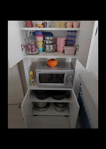 Gri Mutfak Dolabı ve Mikrodalga Rafı - Görsel 6