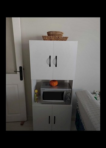 Gri Mutfak Dolabı ve Mikrodalga Rafı - Görsel 3