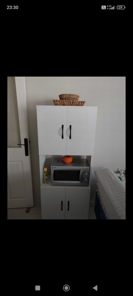 Gri Mutfak Dolabı ve Mikrodalga Rafı - Görsel 3