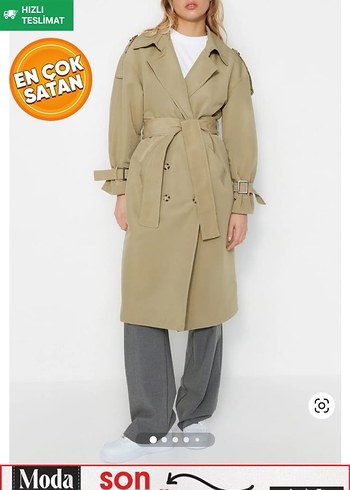 Kadın Camel Midi Trençkot - Görsel 5