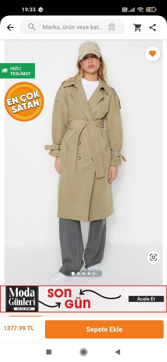 Kadın Camel Midi Trençkot - Görsel 5