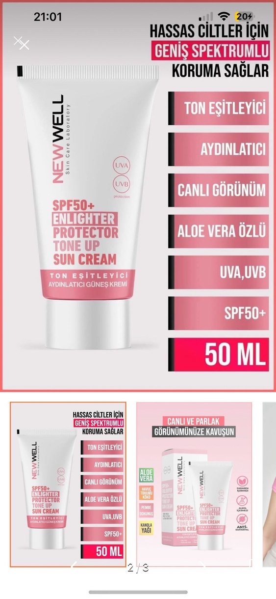 New Well SPF50+ Aydınlatıcı Güneş Kremi ve Allık - Görsel 2