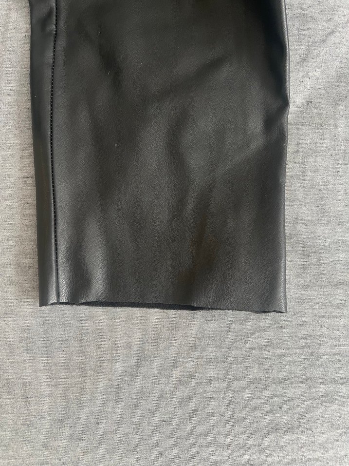 Kemerli Siyah Deri Kadın Pantolon - Görsel 4