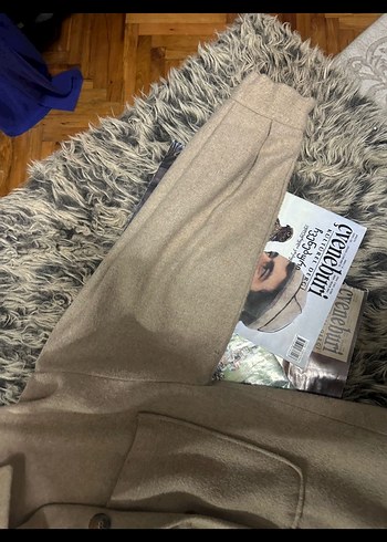 Bej Düğmeli Midi Kadın Kaban - Görsel 4