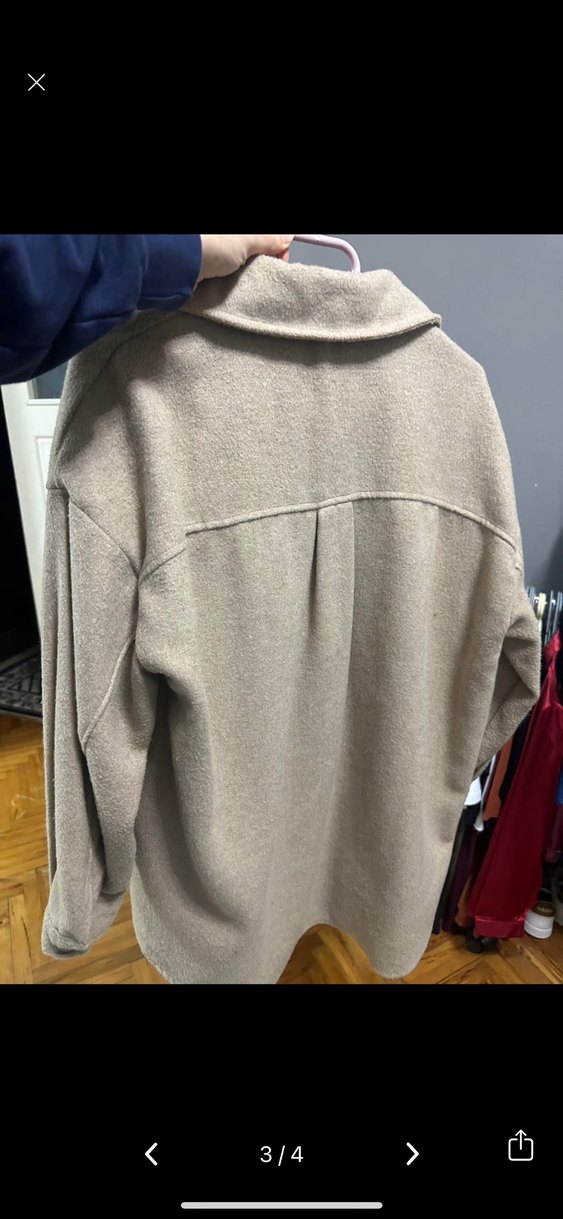 Bej Düğmeli Midi Kadın Kaban - Görsel 3