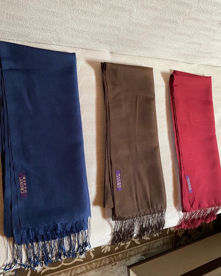 3 Adet Crony Şal - Lacivert, Kahverengi, Bordo - Görsel 2
