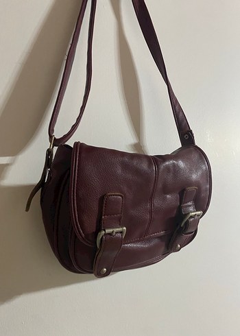 Bordo Deri Kadın Omuz Çantası - Görsel 3