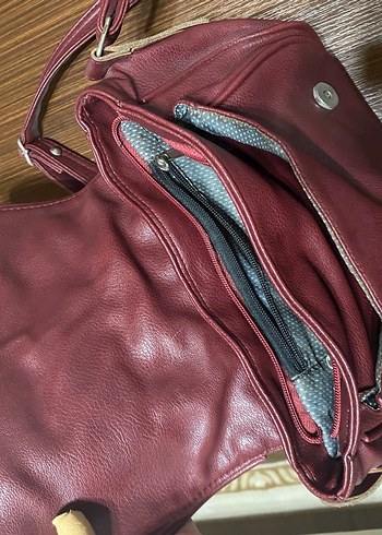 Bordo Deri Kadın Omuz Çantası - Görsel 5