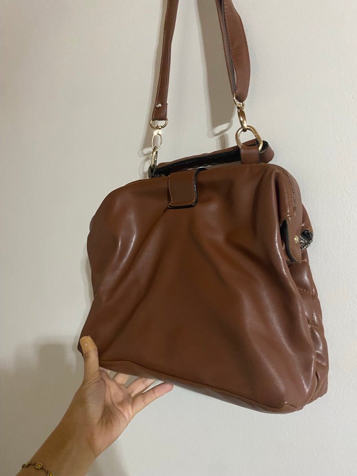 Kahverengi Deri Kadın Çanta - Görsel 3