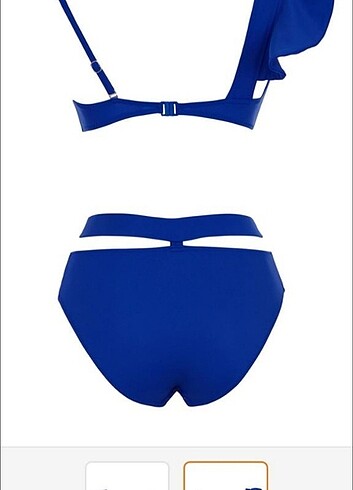 Diğer Lacivert Saks Mavisi Volanlı Bikini Takımı Sailor Swimwear