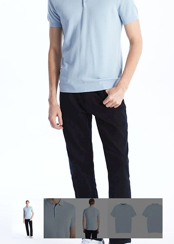 Erkek Mavi Kısa Kollu Polo Tişört - Görsel 3