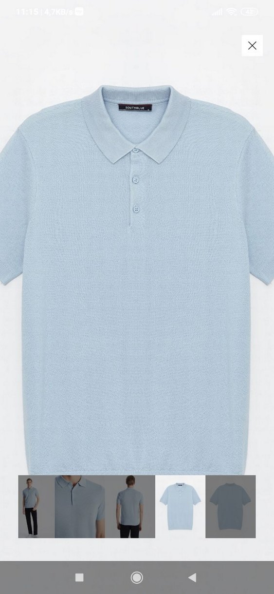 Erkek Mavi Kısa Kollu Polo Tişört - Görsel 5