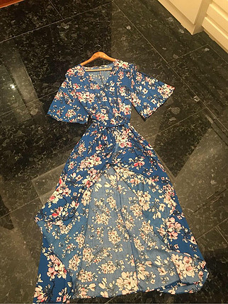Markasız Ürün Çiçekli mavi elbise