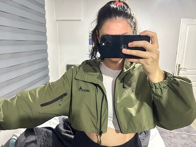 Bershka Bershka haki crop ceket